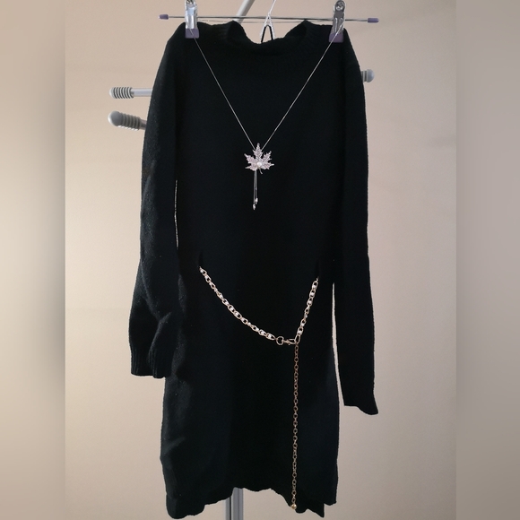 ❗SOLD❗Sweater dress with necklace and belt - Picture 1 of 3